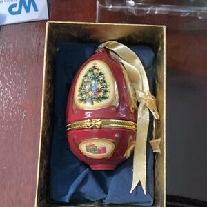 Vintage Mr. Christmas Egg Musical Ornament Trinket Box Holiday with box